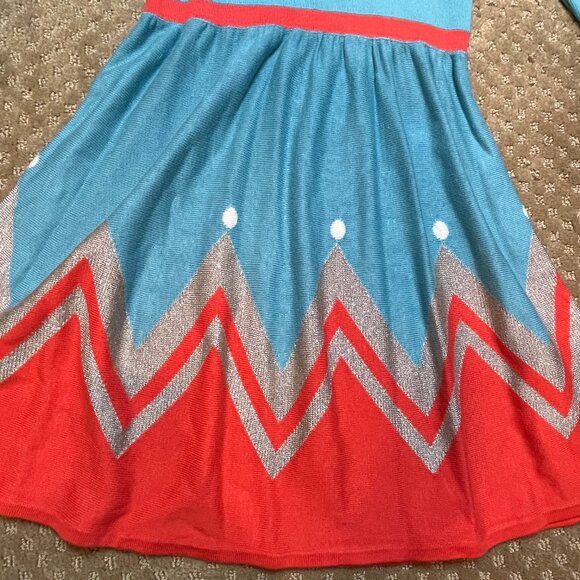 Mini Boden Blue Metallic Holiday Sweater Dress Girls 9-10Y Modest Family Photos - Picture 2 of 9